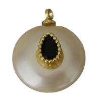 Colgante de cobre con perla cultivada de agua dulce  , metal, con Perlas cultivadas de agua dulce, chapado en color dorado, 14x17.5x8mm, agujero:aproximado 1.5mm, Vendido por UD