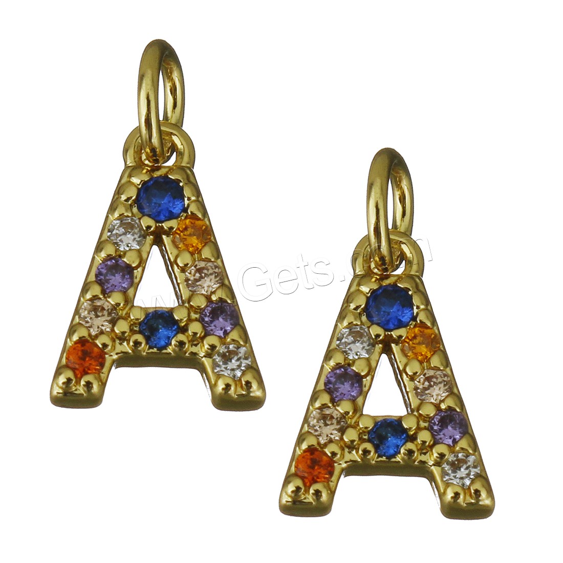 Letter Brass Pendants, Alphabet Letter, plated, letters are from A to Z & different styles for choice & micro pave rhinestone, more colors for choice, Hole:Approx 2.5mm, Sold By PC