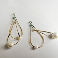 Brass Earring Drop Component, with ABS Plastic Pearl, fashion jewelry, original color Approx 0.8mm 