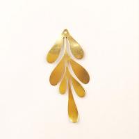 Brass Leaf Pendants, original color Approx 1mm 