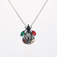 Rhinestone Zinc Alloy Necklace, with Crystal, silver color plated, for woman & with rhinestone, black .5 Inch 