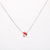 Rhinestone Zinc Alloy Necklace, with Rhinestone & enamel, silver color plated, Korean style & for woman .5 Inch 