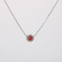 Rhinestone Zinc Alloy Necklace, with Rhinestone, Round, silver color plated, Korean style & for woman .5 Inch 