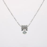 Rhinestone Zinc Alloy Necklace, with Rhinestone, Heart, silver color plated, Korean style & for woman .5 Inch 