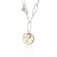 Rhinestone Brass Necklace, with Czech Rhinestone & Zinc Alloy, Round, plated, Korean style & for woman 23mm .5 Inch 