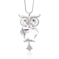 Zinc Alloy Sweater Chain Necklace, with Czech Rhinestone & Glass, Owl, plated, Adjustable & for woman 90mm .5 Inch 