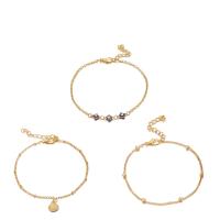 Zinc Alloy Anklet, plated, three pieces & fashion jewelry & evil eye pattern & for woman, golden 