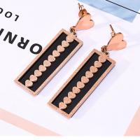 Titanium Steel Drop Earring, plated, fashion jewelry & for woman, rose gold color, 48*11mm 