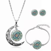 Fashion Zinc Alloy Jewelry Sets, Stud Earring & bracelet & necklace, with Glass Gemstone, plated, three pieces & time gem jewelry & for woman 