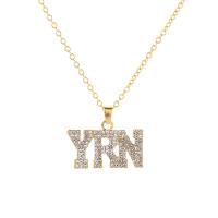 Zinc Alloy Sweater Chain Necklace, Alphabet Letter, plated, Unisex & oval chain & with rhinestone Approx 24.02 Inch 