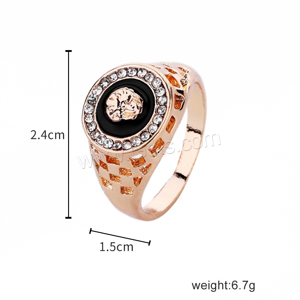Rhinestone Zinc Alloy Finger Ring, plated, different size for choice & for man & enamel & with rhinestone, more colors for choice, 15x24mm, Sold By PC