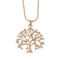 Rhinestone Zinc Alloy Necklace, with 5cm extender chain, Tree, plated, snake chain & for woman & with rhinestone Approx 18.12 Inch 