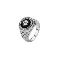 Rhinestone Zinc Alloy Finger Ring, plated & for man & enamel & with rhinestone 