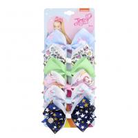 Grosgrain Ribbon Bowkont Hair Clip, with Sequins & Zinc Alloy, Bowknot, printing, 6 pieces & Girl & for children Approx 4.7 Inch 