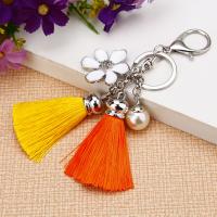 Zinc Alloy Key Clasp, with Polyester & Cloth & Plastic Pearl, plated, Unisex 
