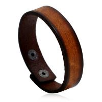 Faux Leather Bracelet, with Iron, vintage & Adjustable & for man, brown 