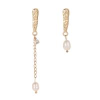 Plastic Pearl Zinc Alloy Earring, with Plastic Pearl, gold color plated & for woman, 63mm,32mm 