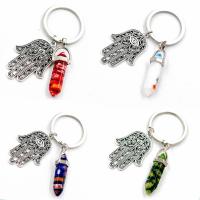 Zinc Alloy Key Clasp, with Natural Stone, silver color plated, durable & Unisex 