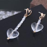 Zinc Alloy Asymmetric Earrings, with Crystal, Heart, plated, for woman, rose gold color, 60*16mm 38*16mm 