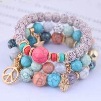 Zinc Alloy Resin Bracelets, with Wood & Resin, plated, fashion jewelry & multilayer & for woman 170mm 