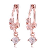 Zinc Alloy Huggie Hoop Drop Earring, plated, micro pave cubic zirconia & for woman 14*4mm 