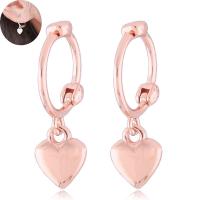 Brass Huggie Hoop Drop Earring, Heart, plated, fashion jewelry & for woman 15*6mm 