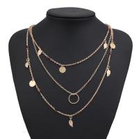 Zinc Alloy Necklace, plated, three layers & fashion jewelry & for woman, golden 