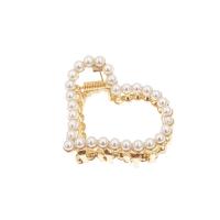 Hair Claw Clips, Zinc Alloy, with Plastic Pearl, gold color plated & for woman & with rhinestone 