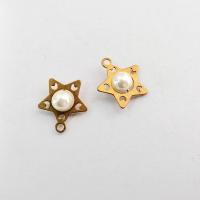 Brass Star Pendants, with ABS Plastic Pearl, original color, 14mm Approx 1mm 