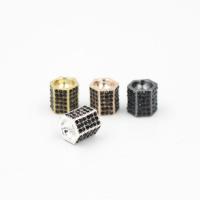 Zinc Alloy Jewelry Beads, Column, plated, micro pave cubic zirconia Approx 2mm 