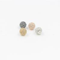Strass Zinklegierung Perlen, rund, plattiert, mit Strass, keine, 8mm, Bohrung:ca. 2mm, 10PCs/Tasche, verkauft von Tasche