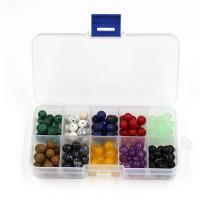 Gemischte Edelstein Perlen, rund, gemischte Farben, 8mm, Bohrung:ca. 1mm, verkauft von Box