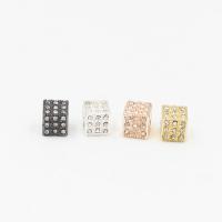 Strass Zinklegierung Perlen, Quadrat, plattiert, mit Strass, keine, 7mm, Bohrung:ca. 2mm, 10PCs/Tasche, verkauft von Tasche