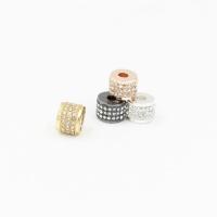 Strass Zinklegierung Perlen, Zylinder, plattiert, mit Strass, keine, 7x10mm, Bohrung:ca. 2mm, 10PCs/Tasche, verkauft von Tasche