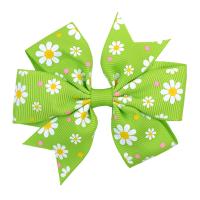 Grosgrain Ribbon Bowkont Hair Clip, with Zinc Alloy, Bowknot, printing, Girl & for children 81.2mm,46mm 