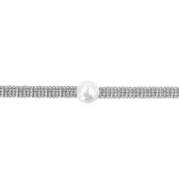 metal Gargantilla, con Perlas plásticas, Ajustable & para mujer & con diamantes de imitación, plateado, 300mm, Vendido por Sarta