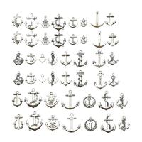 Zinc Alloy Ship Wheel & Anchor Pendant, plated, fashion jewelry & DIY & mixed, silver color, 22mm 
