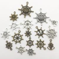 Zinc Alloy Ship Wheel & Anchor Pendant, plated, fashion jewelry & DIY & mixed, 22mm 