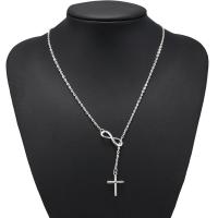 Zinc Alloy Necklace, Cross, plated, fashion jewelry & for woman, silver color 