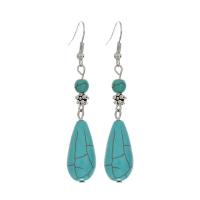 Turquoise Zinc Alloy Earring, with turquoise, plated, fashion jewelry & for woman, green, 65*18mm 