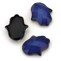 Cabujón de cristal facetado, Vidrio, Hamsa, Joyería & facetas, azul, 11x13x4mm, Vendido por UD