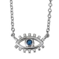 Cubic Zirconia Micro Pave Sterling Silver Necklace, 925 Sterling Silver, with 2Inch extender chain, Eye, silver color plated, curb chain & micro pave cubic zirconia & for woman 1.5mm Approx 15 Inch 