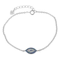 Cubic Zirconia Micro Pave Sterling Silver Bracelet, 925 Sterling Silver, with 1Inch extender chain, silver color plated, Adjustable & curb chain & micro pave cubic zirconia & for woman 1.5mm Approx 6 Inch 