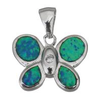Sterling Silver Animal Pendants, 925 Sterling Silver, with Opal, Butterfly, silver color plated, DIY Approx 
