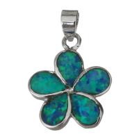 Sterling Silver Flower Pendants, 925 Sterling Silver, with Opal, silver color plated Approx 3mm 