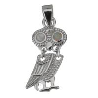 Sterling Silver Animal Pendants, 925 Sterling Silver, with Opal, Owl, silver color plated Approx 3.5mm 