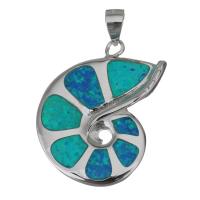 Sterling Silver Pendants, 925 Sterling Silver, with Opal, silver color plated Approx 3.5mm 