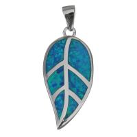 Sterling Silver Leaf Pendants, 925 Sterling Silver, with Opal, silver color plated Approx 3.5mm 