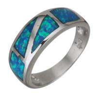 Sterling Silver Finger Ring, 925 Sterling Silver, with Opal, silver color plated, fashion jewelry & for woman, 7mm, US Ring 