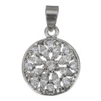 Cubic Zirconia Micro Pave Sterling Silver Pendant, 925 Sterling Silver, silver color plated, with cubic zirconia & hollow Approx 3mm 